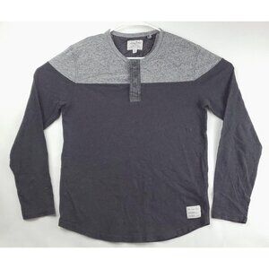 Lucky Brand Shirt Men Medium Gray Long Sleeve 100% Cotton Grey Label Henley Neck